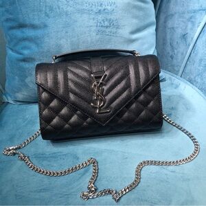 Saint Laurent Medium Envelope Monogram Matelassé Leather Shoulder Bag